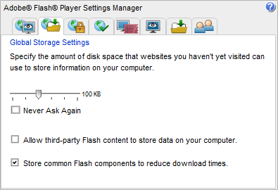 Disallow third party Flash content data storage