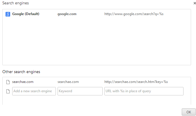 Searchae Redirection Google Chrome
