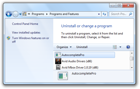 Uninstall AutocompletePro