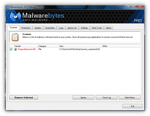 Malwarebytes remove ransomware