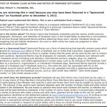 Facebook LEGAL NOTICE OF SETTLEMENT OF CLASS ACTION