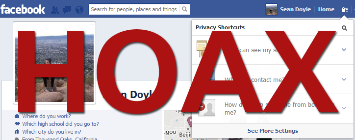 Facebook Privacy Settings Hoax Scam