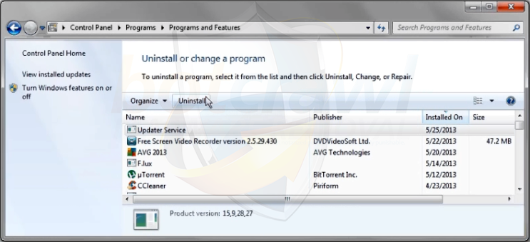 uninstall Updater Service virus
