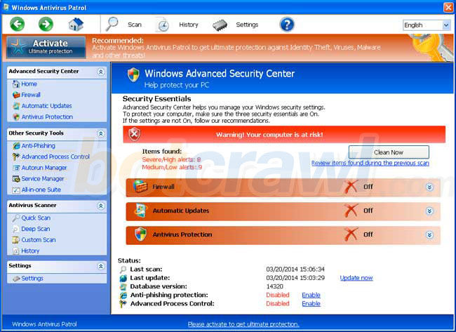 Windows Antivirus Patrol virus removal
