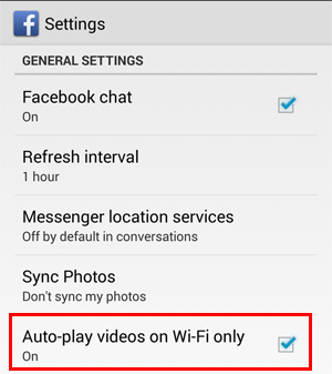 disable Facebook videos mobile cell phone