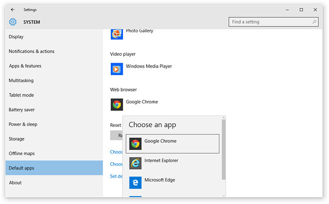 Windows 10 default web browser