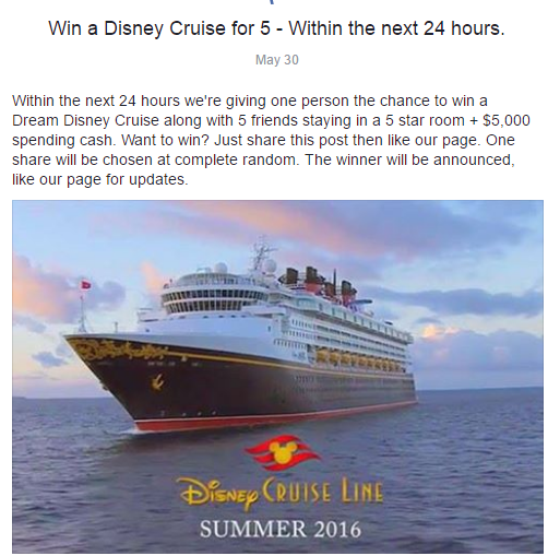 Win a Disney Cruise for 5 - Within the next 24 hours