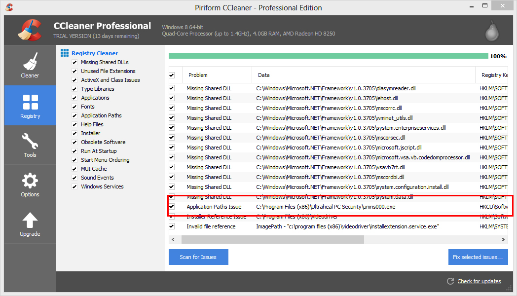 Ultraheal PC Security path issue