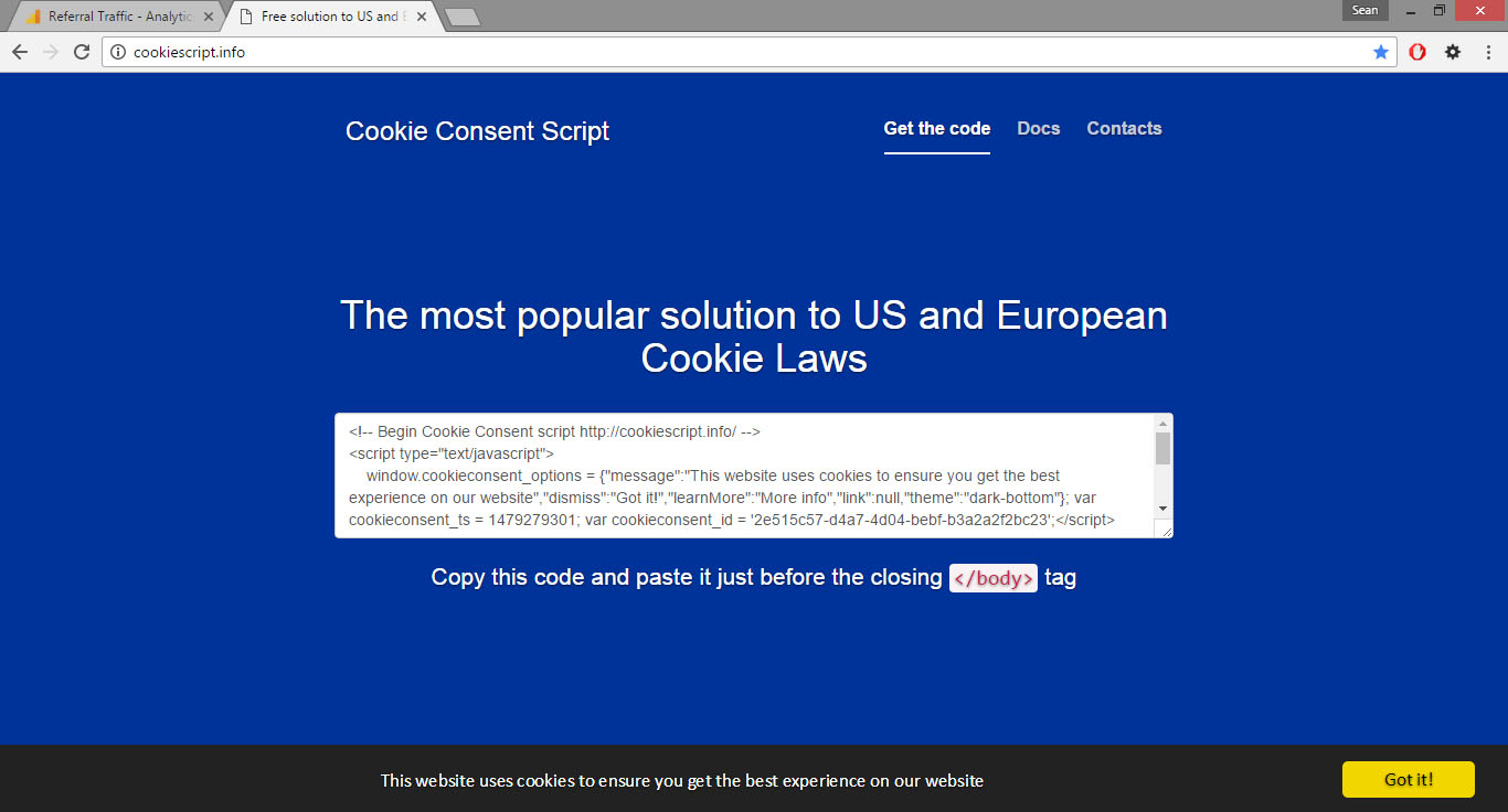 cookie consent script