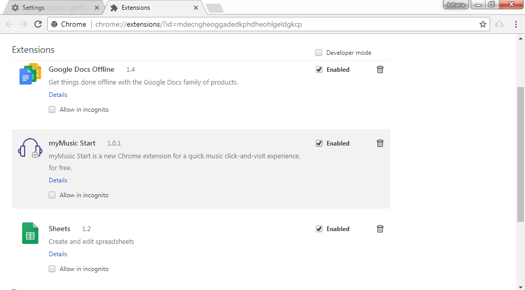 remove myMusic Start