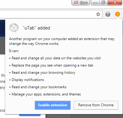 Remove the uTab Extension From Your Browser 6 uTab extension permissions