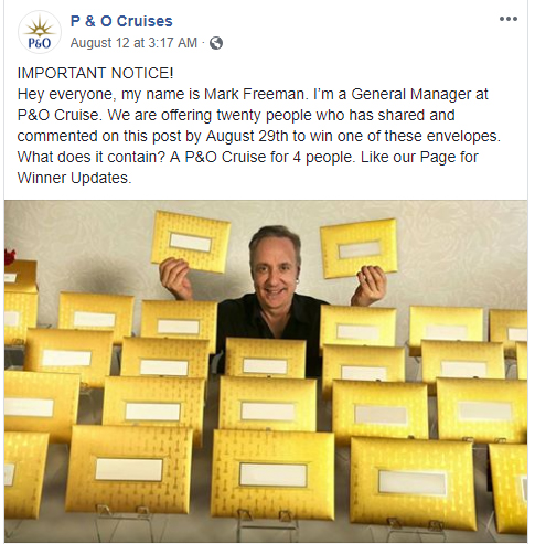 P & O Cruises Facebook scam