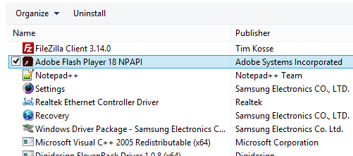Adobe Flash Player 18 NPAPI