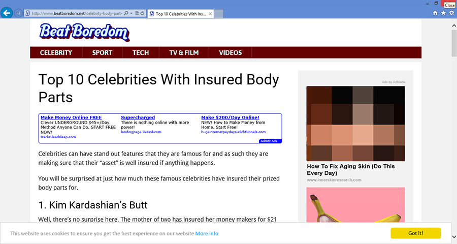 beatboredom.net pop-up ad