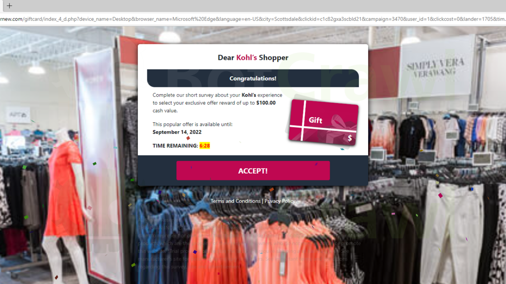 kohls $90 Promo Reward scam