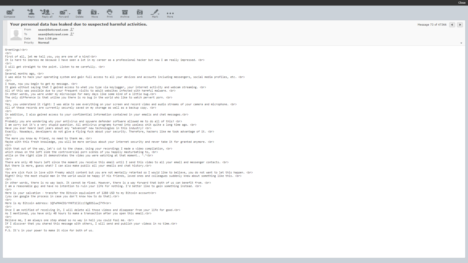 New Sextortion Email Scam: "Your Personal Data Has Leaked"