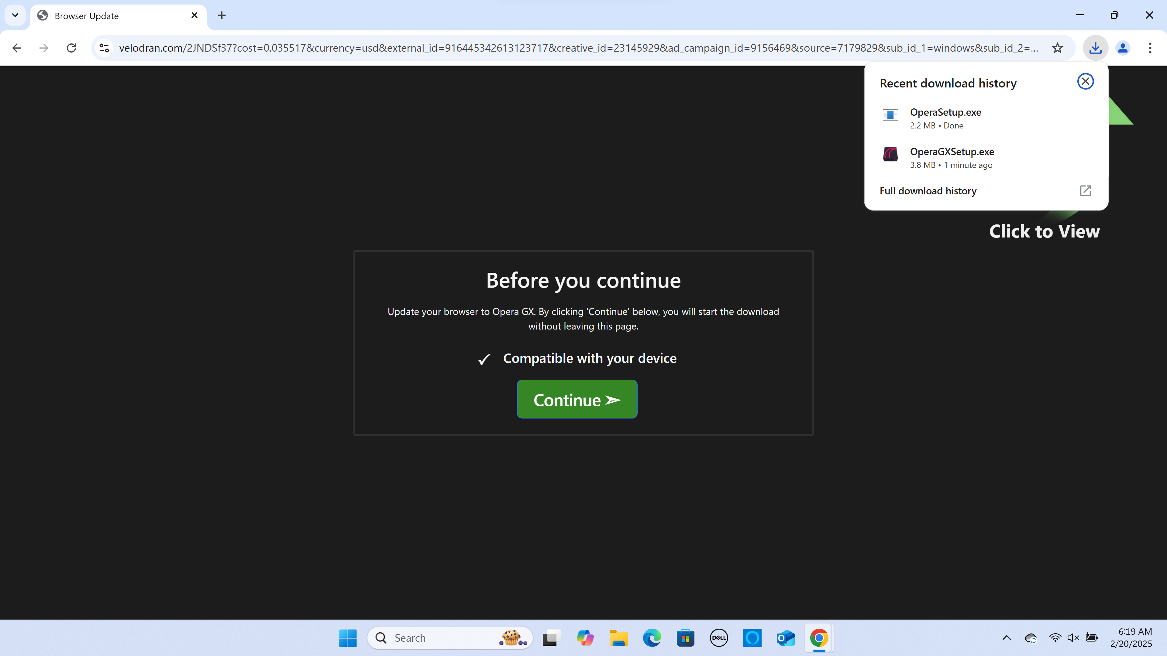 velodran.com opera popup