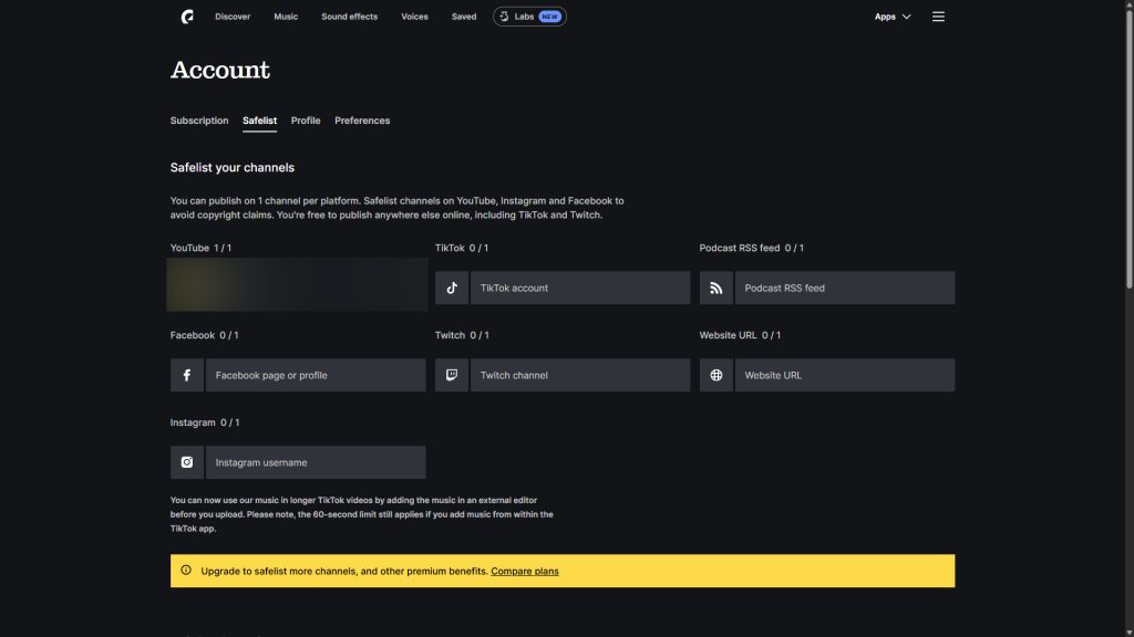 Epidemic Sound safelist