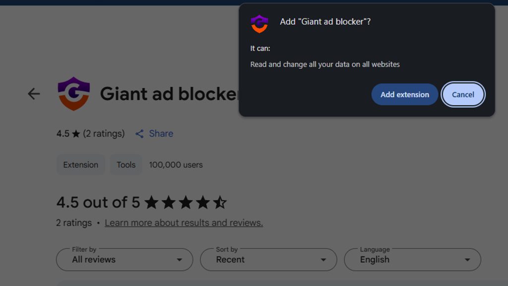 How to Remove Giant Ad Blocker (Virus Removal Guide) 1 giant ad blocker extension