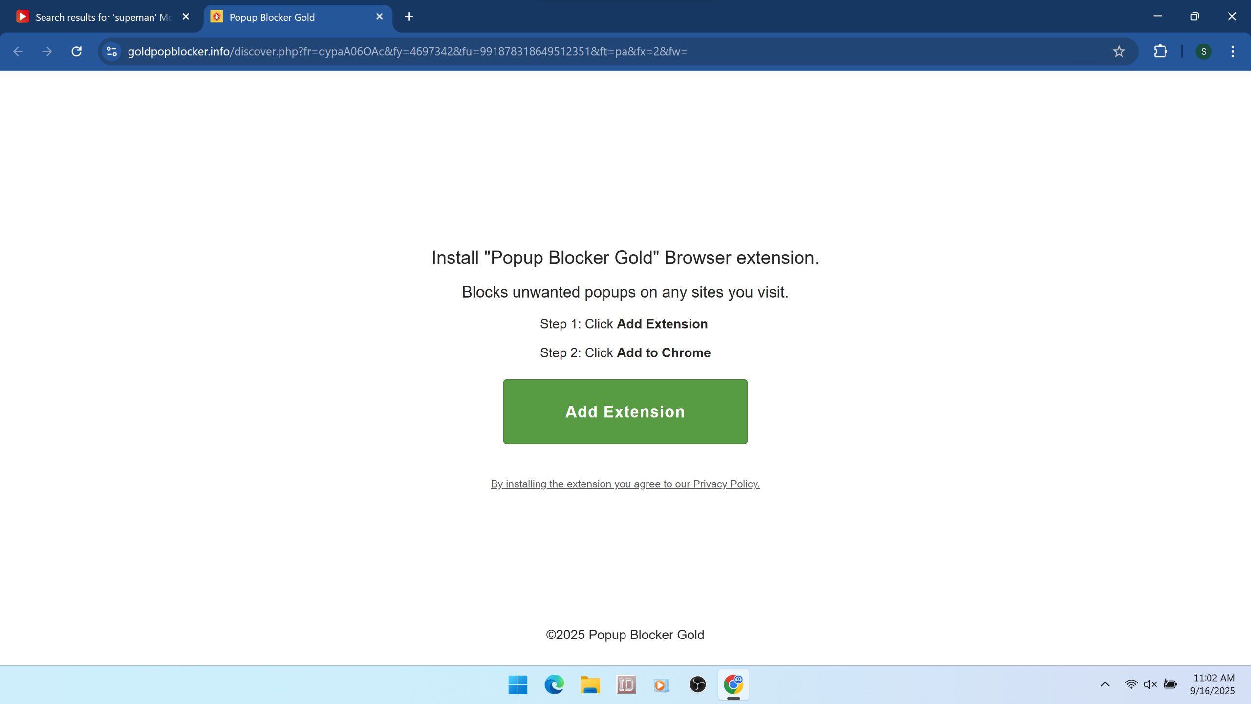 popup blocker gold