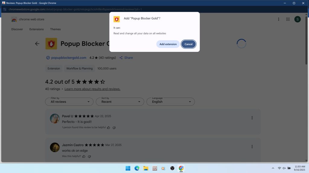 popup blocker gold virus