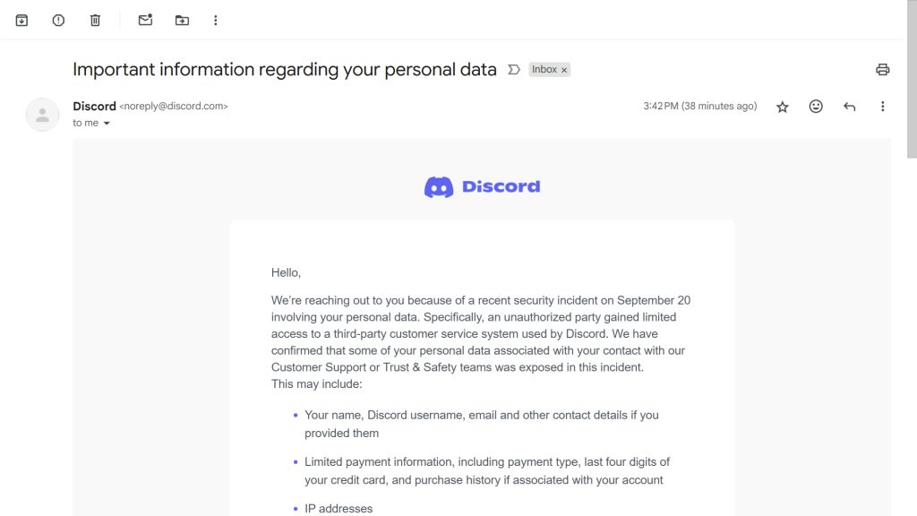 Important information regarding your personal data