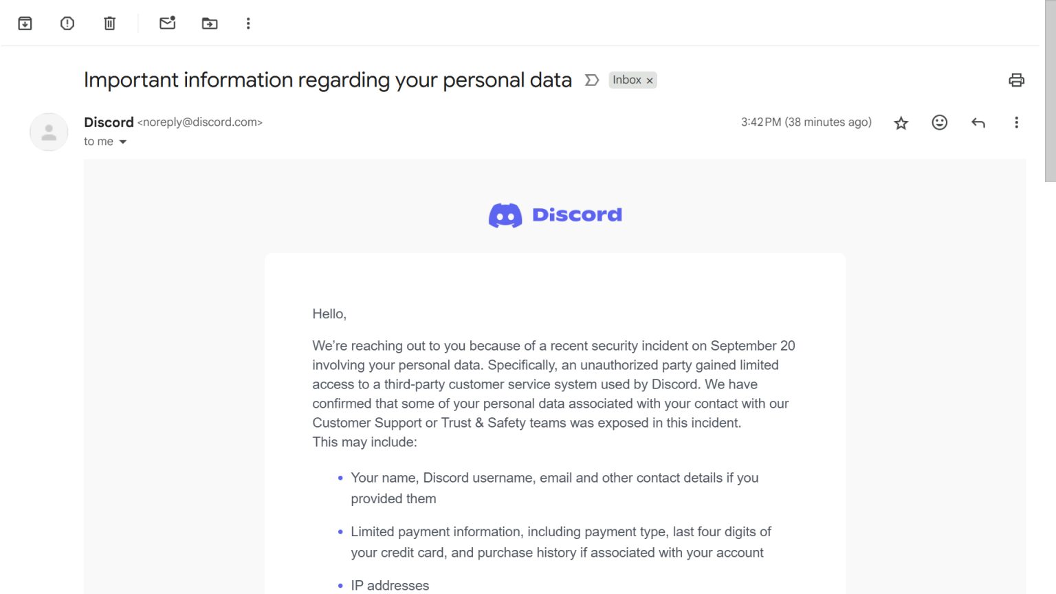 Discord Data Breach: Personal Data Exposed in Hack