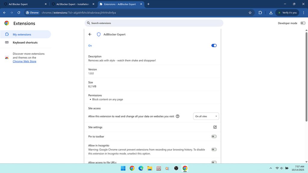adblocker expert permissions
