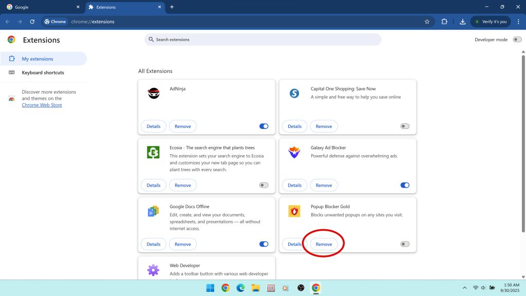 remove popup blocker gold