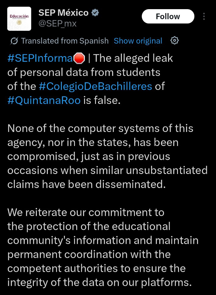 SEP Data Breach Exposed Student Records, Blood Types, and Family Data Across Mexico 1 sep data breach mexico