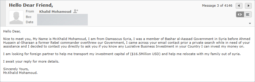 Syrian investment capital email scam