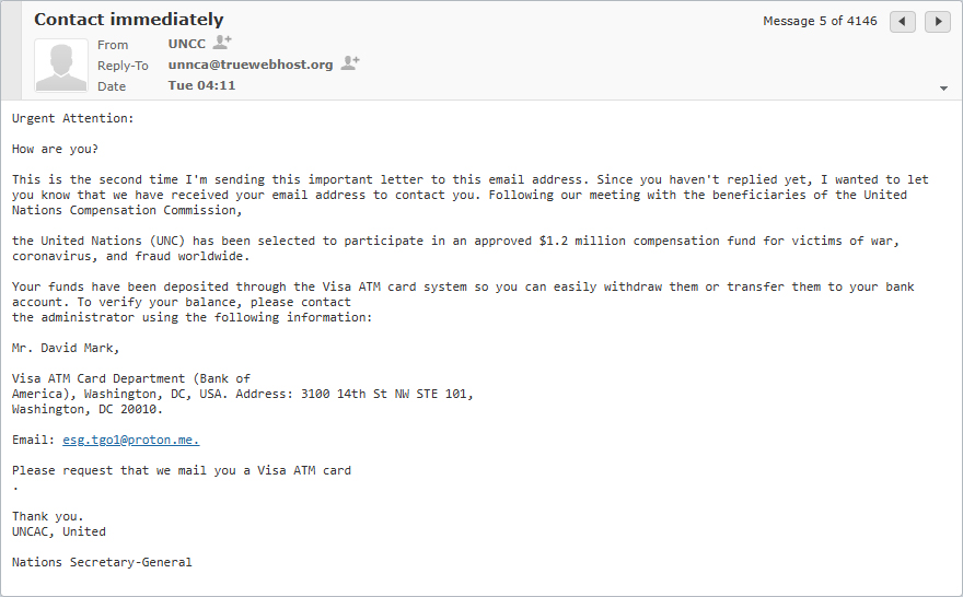 uncc email scam