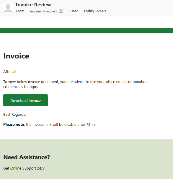 invoice review email