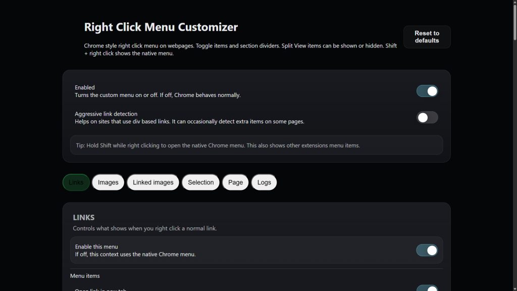 Right Click Menu Customizer 3 right click menu customizer options