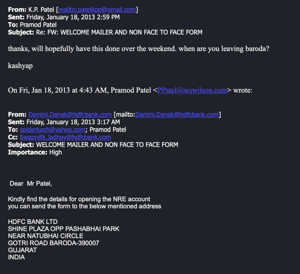 Kash Patel India Bank HDFC Bank LTD