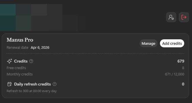 add credits manus