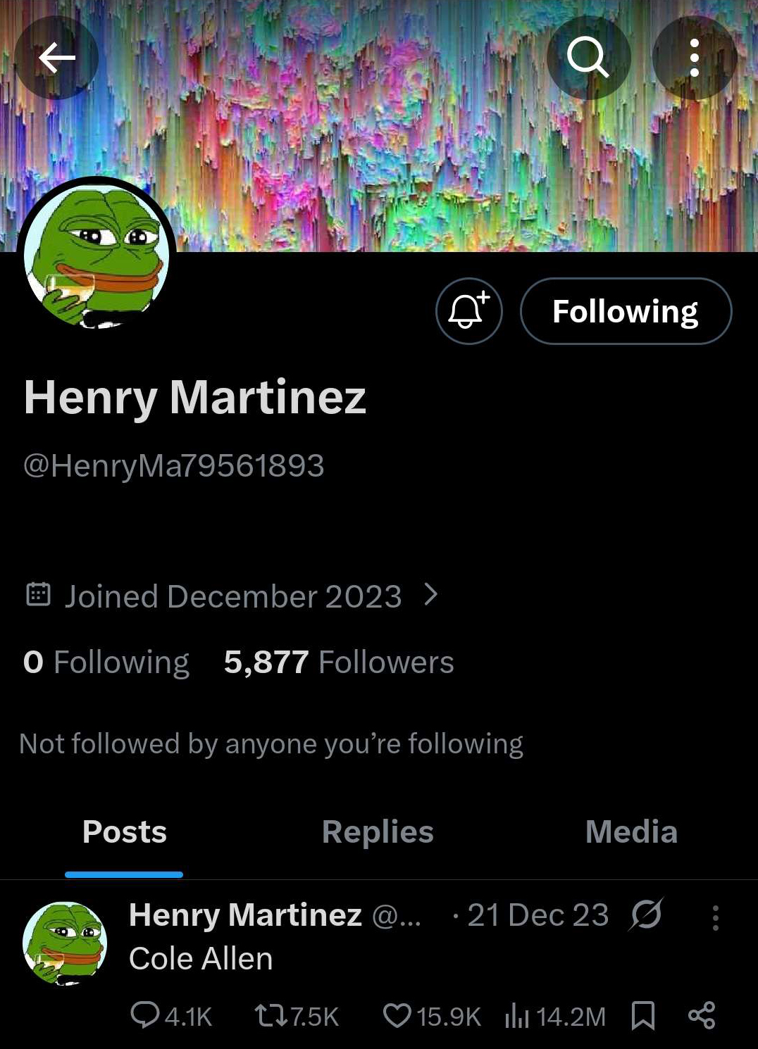 henry martinez x account cole allen tweet