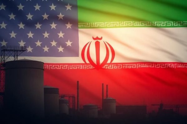 Flags of USA and Iran combined