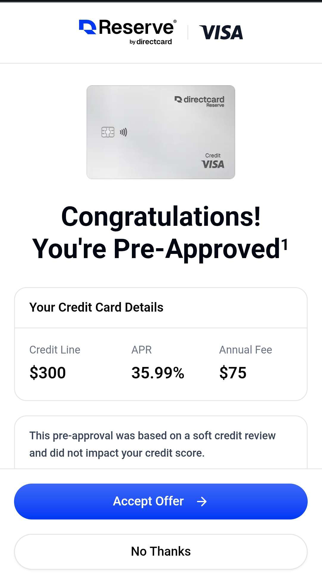 fake reserve credit card approval