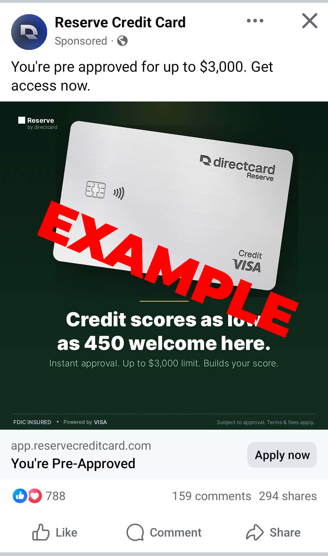 reserve credit card ad