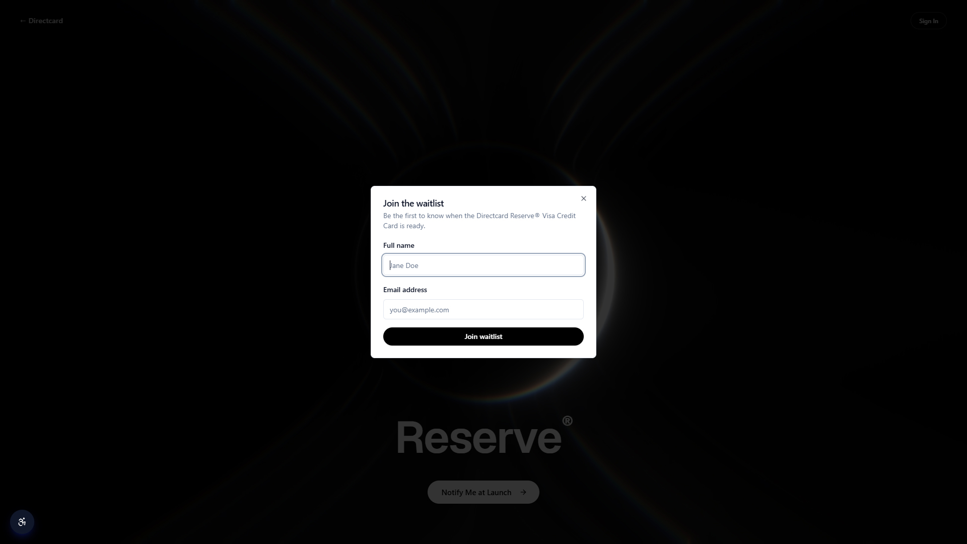 Direct Card waitlist